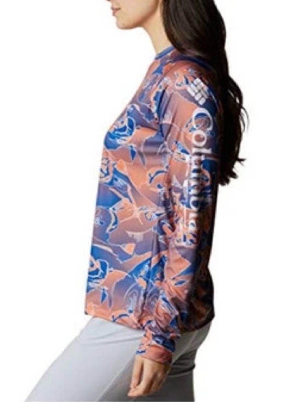 NWT COLUMBIA Tidal UPF50+ Long-Sleeve Performance Tee in Fish Print - Picture 3 of 15